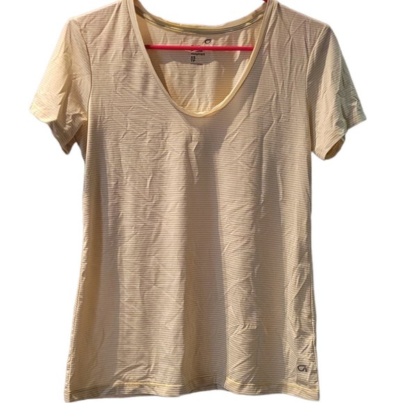 XS GapFit Breathe Yellow Stripe Scoop Neck T-Shirt - Picture 1 of 7
